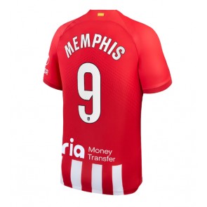 Atletico Madrid Memphis Depay #9 Replika Hjemmebanetrøje 2023-24 Kortærmet